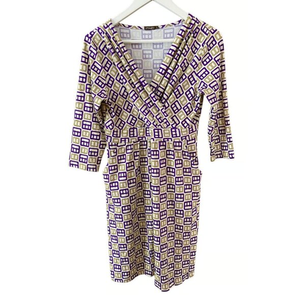 J McLaughlin Faux Wrap Equestrian Buckle Stretch Nylon Dress Women's size S - Picture 1 of 6